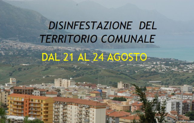 Disinfestazione del territorio comunale dal 21 al 24 agosto 2023  