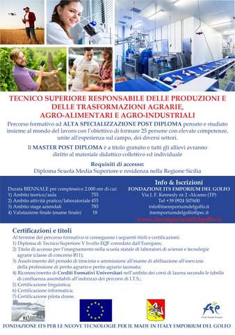 Corsi di alta formazione a cura della fondazione ITS EMPORIUM del Golfo